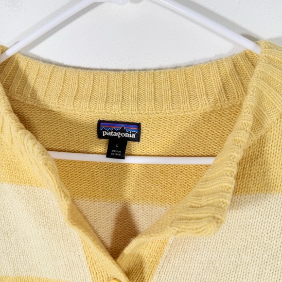 Patagonia Yellow Boxy Rib-Knit Recycled Wool Blend Sweater Cardigan Jacket Large - Picture 5 of 15